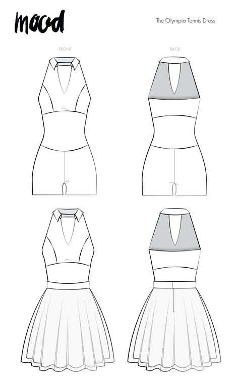 Tennis Dress Sewing Pattern, Skirt To Dress, Mood Top Pattern, Workout Pattern, Tennis Skirt Pattern Sewing, Sewing Workout Clothes, Dresses Sewing Patterns, Pdf Patterns Sewing Free, Sewing Patterns Dresses Free