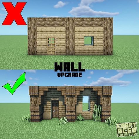 Minecraft Best Builds on Instagram: “Easy wall upgrade to your house ❤️ by @craftaces ➡️Follow @minecraftbuildinggod Like and share for more Tags: #minecraft #minecraftbuild…” Minecraft Building House Blueprints, Minecraft Survival House Blueprints, Minecraft House Ideas Blueprints, Minecraft Houses Blueprints Layout Easy, Minecraft Villager House, Server Ideas, Skórki Minecraft, Minecraft Building Blueprints, Construction Minecraft