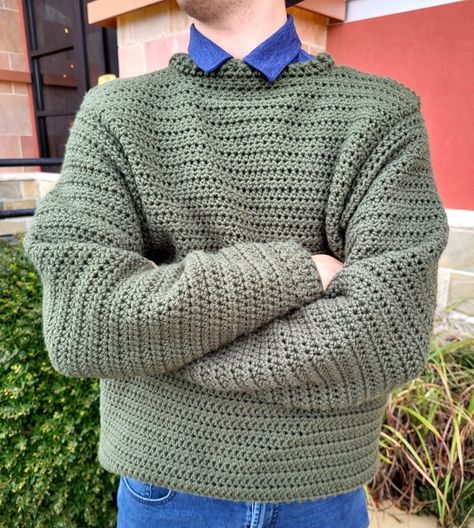 Yarnspiration pattern Mens Crochet Sweater, Sweater Pattern Free, Mens Crochet, Crochet Sweater Design, Crochet Sweater Pattern, Crochet Jumper, Crochet Sweater Pattern Free, Crochet Sweaters, Sweater Crochet Pattern