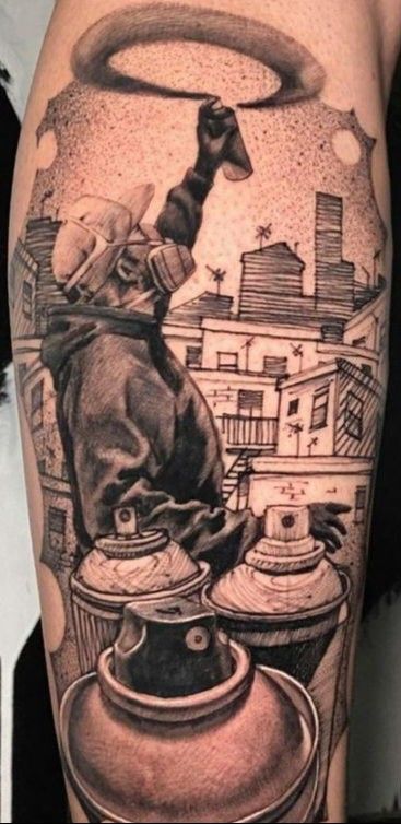 Street Tattoos For Men, Tattoo Grafite, Rv Tattoo, Street Style Tattoo, Eminem Tattoo, Hip Hop Tattoo, Pixel Tattoo, Trash Polka Tattoo Designs, Tattoo Graffiti