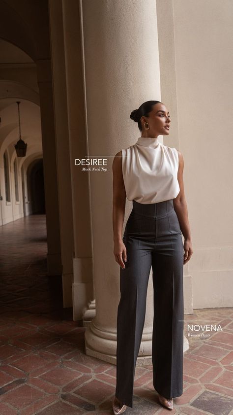 Outfit Ideas For Lawyers, Courthouse Outfits For Women, Elegant Business Casual Outfits For Women, Elegant Boss Lady Outfit, Professional Event Outfit, Official Pants For Ladies, Stylish Work Outfits Classy Chic, Corporate Outfits Aesthetic, Lawyer Outfit Women Classy