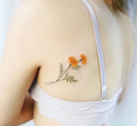 Lily Tattoo Meaning, Marigold Tattoo, Cosmos Tattoo, Water Lily Tattoos, Flower Tattoo Meanings, Rose Tattoos For Men, Mushroom Tattoos, Daisy Tattoo, Birth Flower Tattoos