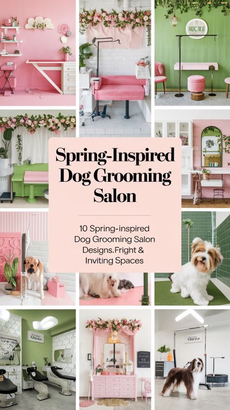 Looking for dog grooming salon ideas to refresh your space for spring? 🌸 These 10+ creative and stylish design ideaswill help transform your grooming salon, dog boutique, or pet grooming shop into a bright, inviting, and professional space! ✨ From pastel walls and floral decor to Easter-themed touches, get inspired to give your salon a fresh makeover! 🐶💖 #DogGroomingSalonIdeas #PetGroomingSalon #DogGroomingStation #SpringSalonDecor #GroomerSalon #DogBoutiqueIdeas Dog Grooming Salon Ideas, Dog Boutique Ideas, Pet Grooming Shop, Grooming Salon Ideas, Pet Grooming Salon, Dog Grooming Shop, Dog Grooming Salons, Grooming Shop, Pastel Walls