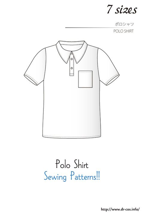 Polo Shirt Pattern Sewing, How To Make Polo Shirts Cute, Shirt Sewing Pattern Free, Shirt Sewing Patterns, Sewing Skirts Patterns, Polo Shirt Pattern, Polo Pattern, Sewing Pattern Free, Sewing Patterns Free Women