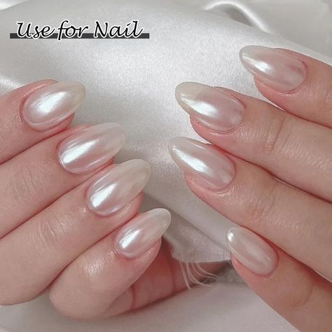 Upgrade Glassy Pearl Nail Powder - GJNL High Gloss White Pearlescent Chrome Powder, Glazed Donut Clear Moonlight Effect Iridescent Powder for Nails : Amazon.co.uk: Beauty Pearlescent Nails, Nails Amazon, Pearl Nail, Glazed Donut, Chrome Powder, Nail Powder, Pearl Nails, Donut Glaze, High Gloss White