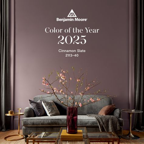 Introducing Benjamin Moore’s Color of the Year 2025, Cinnamon Slate 2113-40, an enduring yet modern mix of heathered plum and velvety brown. Visit us to embrace the beauty of quiet color with this delicate hue, and the rest of the calm, confident Color Trends 2025 palette. #coloroftheyear2025 #colortrends2025 #benjaminmoore #shoplocalnj Cinnamon Slate, Exterior Wood Stain, Exterior Stain, Wood Stain Colors, Benjamin Moore Colors, Benjamin Moore Paint, Interior Paint Colors, The Embrace, Painted Ceiling