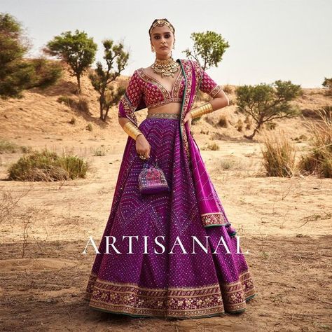 Anita Dongre Lehenga, Bandhani Lehenga, Purple Lehenga, Simple Lehenga, Bridal Lehenga Collection, Anita Dongre, Bridal Mehendi Designs, Winter Bride, Bridal Dress Fashion