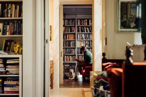 Where you'll find terracotta lions, priceless antiques, and a fully stocked bar. Nyc Apartment Library, Ralph Lauren Manhattan Apartment, Old Parisian Apartment, Manhattan Apartment Interior, The Paris Apartment Book, The Belnord Nyc Apartment, Parisian Kitchen, Plush Couch, Physical Space