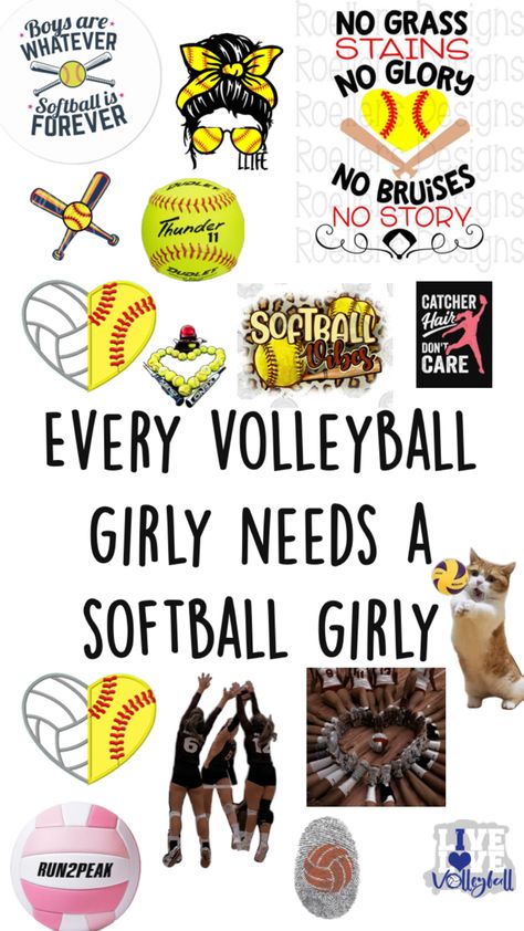 Volleyball and softball bffs Cute Softball Quotes, Softball And Volleyball, Inspirational Softball Quotes, Softball Chants, Funny Softball Quotes, Volleyball Wallpapers, Softball Backgrounds, Softball Funny, Crazy Best Friends