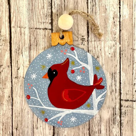 Excited to share this item from my #etsy shop: Hand Painted Blue Cardinal Christmas Ornament, Hand Painted Wood Cutout Ornament, Rustic Farmhouse Decor Diy Painted Christmas Ornaments, Chocolate Ornament, Handpainted Christmas Ornaments, Christmas Coloring Sheets, Easy Christmas Ornaments, Painted Christmas Ornaments, Wood Slice Ornament, Painted Ornaments, Hand Painted Ornaments