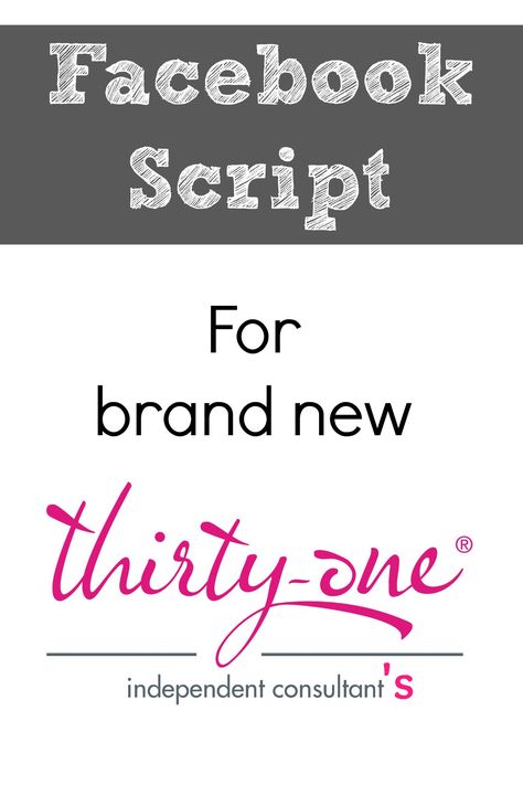 Here's a Facebook Script for brand new Thirty-One consultants to use. This makes… Thirty One Games, Thirty One Uses, Thirty One Organization, 31 Party, 31 Bag, Thirty One Business, Thirty One Party, Thirty One Consultant, 31 Bags