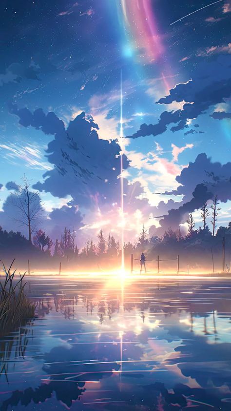 Anime Sky Reflection IPhone Wallpaper HD - IPhone Wallpapers : iPhone Wallpapers Sky Reflection, Sky Anime, Ipad Wallpapers, Cool Backgrounds Wallpapers, Cool Wallpapers Art, Beautiful Landscape Wallpaper, Fantasy Art Landscapes, Sky Art, 판타지 아트