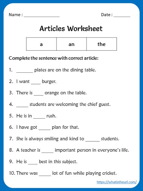 Articles Worksheets for 5th grade - Your Home Teacher Passage Comprehension, English Questions, Article Grammar, Conjunctions Worksheet, Articles Worksheet, Articles For Kids, Worksheets For Class 1, English Grammar Exercises, English Grammar For Kids