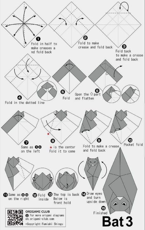 Origami Bat Tutorial, Halloween Paper Crafts For Adults, Origami Bats, Bat Origami, Origami Halloween Decorations, Origami Bat, Quick Halloween Crafts, Origami Halloween, Halloween Origami