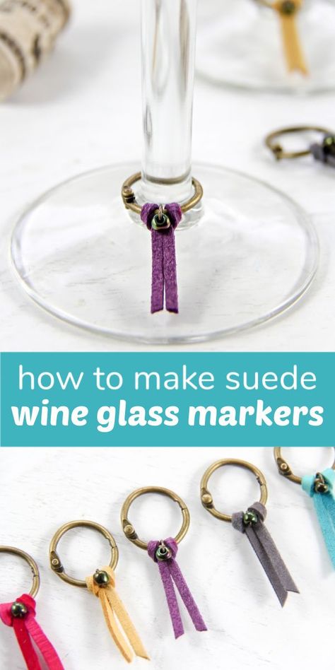 How To Make DIY Drink Glass Markers | Make and Takes Drink Name Tags Diy, Diy Wine Glass Charms, Wine Glass Markers Diy, Glass Markers Diy, Wine Charms Diy, Drink Markers, Wine Glass Tags, Diy Marker, Glass Markers