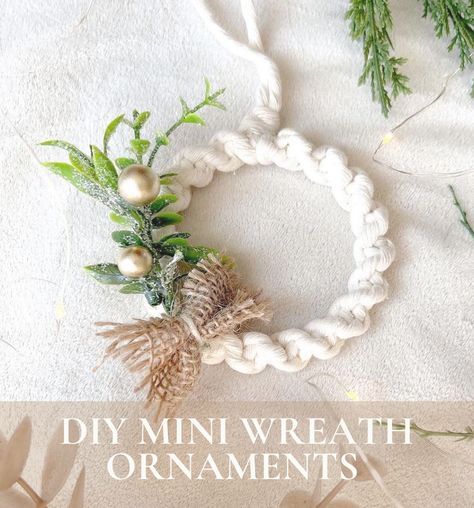 check out my latest blog post on how to make these easy DIY mini macrame wreath ornaments. I walk you through step by step with the half hitch knot used in this tutorial. These were a top seller at my markets three years in a row. Neutral cute Christmas wreath ornaments, boho, modern, crafts, Diy Mini Wreath Ornaments, Mini Macrame Wreath Diy, Mini Wood Bead Wreath Diy, Miniature Wreaths Diy, Metal Hoop Crafts Ideas, Yarn Wreath Ornament, Mini Macrame Wreath, Macrame Wire Wreath, Macrame Ring Ornament