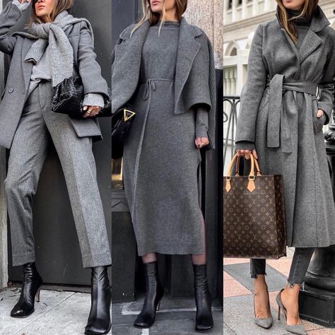 Grey days 🩶 Details linked in bio https://liketk.it/4ncf3 | Instagram Grey Boots Outfit, Coat Outfits For Women, Grey Coat Outfit, Long Coat Outfit, Long Grey Coat, Casual Trendy Outfits, Outfit Minimalist, November 8, Grey Outfit