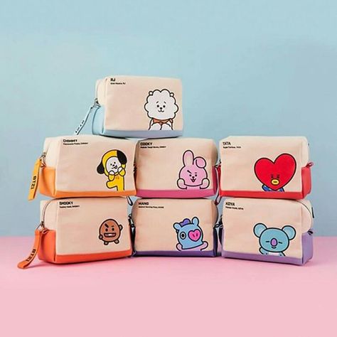 Bt21 Characters, Cute Pencil Pouches, Bts Bag, Portable Makeup Storage, School Pouch, Bts Wallpaper Desktop, Phone Power Bank, Padded Pouch, Makeup Storage Bag