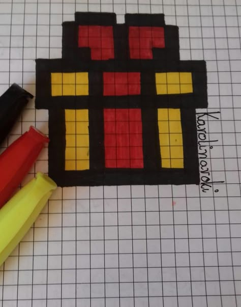 Grid Paper Art Easy, Pixel Art Easy Ideas, Easy Pixel Art Ideas Cute, Pixel Art Illustration, Pixel Art Birthday, Birthday Pixel Art, Pix Art Ideas, Pixel Art Square, Easy Pixel Art Ideas