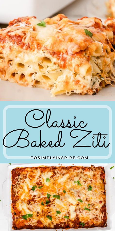 3 Cheese Ziti Pasta, Baked Ziti Authentic, Baked Ziti Meal Prep, Baked Ziti Bechamel, Bake Ziti Recipe Meatless, Cheese Ziti Bake, Martha Stewart Speedy Baked Ziti, Baked Ziti For A Large Crowd, Party Size Baked Ziti