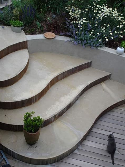 Best 5 Concrete Stairs Outdoor #stairs #stairsdesign #design #ideas Patio Stairs, Patio Steps, Stairs Ideas, Garden Stairs, Exterior Stairs, Concrete Stairs, Outdoor Steps, Sloped Garden, Garden Steps