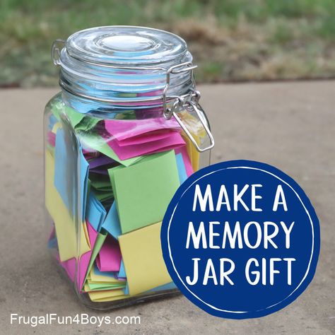 Make a Memory Jar Gift - Frugal Fun For Boys and Girls Memory Jar Birthday, Memory Jar Ideas, Memory Jar Gift, Memory Jars, Happy Jar, Memory Jar, Jar Ideas, 80th Birthday Gifts, 80th Birthday Party