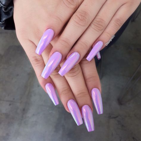 Acrylic Nails With Rhinestones, Unicorn Chrome, Buckwheat Porridge, Purple Chrome Nails, Nails With Rhinestones, Clear Acrylic Nails, Purple Acrylic Nails, Pretty Nail Colors, Chrome Nails Designs