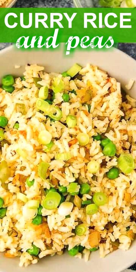 Recipes Using Curry Powder, Recipes With Curry Powder, Easy Rice Side Dishes, Rice And Peas Recipe, Curry Rice Recipes, Curried Rice, Grain Dishes, Rice Side Dish Recipes, Peas Recipe