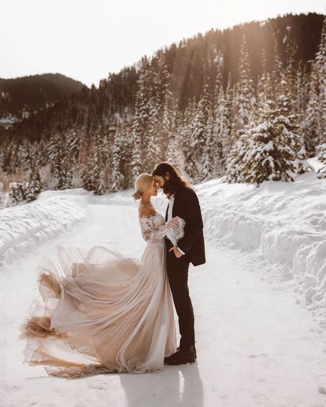 Dramatic Wedding Dress, Bridal Sweater, Snowy Wedding, Winter Wedding Photos, Snow Wedding, Festival Bride, Wedding Dress Outfit, Winter Wedding Colors, Winter Elopement