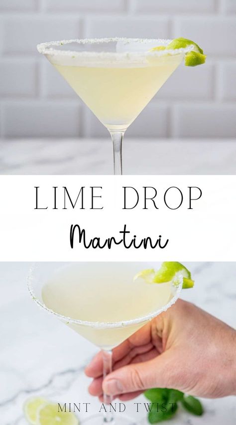 The Lime Drop Martini combines the tangy flavors of lime with the smoothness of vodka. This cocktail is perfect for those who love a citrusy drink twist. The Lime Drop Martini is a variation of the classic Lemon Drop Martini, offering a unique lime twist. Lemon Drop Martini, Easy Cocktail, Refreshing Cocktail, Martini Cocktail, Lemon Drop, Love A, Martini, Vodka, Lemon