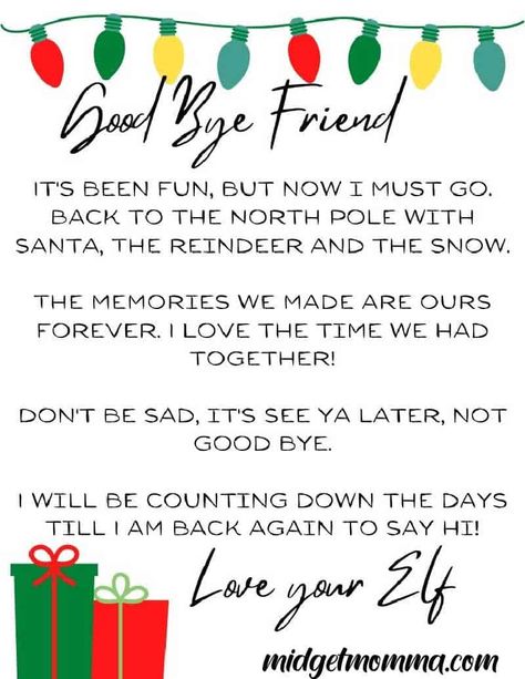 Goodbye From Elf On The Shelf Free Printable, Last Day Letter From Elf On The Shelf, Elf On The Shelf Exit Letter, Elf Last Day Ideas Christmas Eve Letter, Elves Goodbye Letter, Elf Goodbye Letter For Older Kids, Elf On The Shelf Leaving Ideas Messages, Elf On The Shelf Last Night Letter, Elf Exit Letter