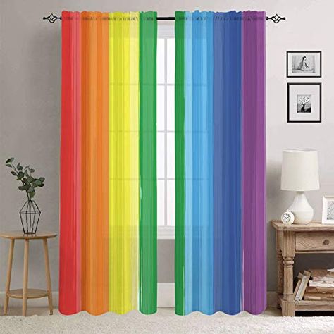 rainbow curtains, https://countrycurtains.net/rainbow-curtains-2/ , , Check more at https://countrycurtains.net/rainbow-curtains-2/ Pink Sheer Curtains, Rainbow Curtains, Sunday School Rooms, Layered Curtains, Curtains For Bedroom, Rainbow Decorations, Kitchens And Bedrooms, Color Paint, Paint Splash