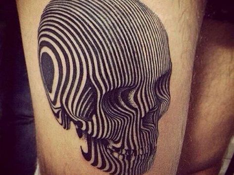 75 Mind-Blowing Skull Tattoos And Their Meaning - AuthorityTattoo Black And White Tattoo, Optical Illusion Tattoo, Tattoo Zeichnungen, Scary Tattoos, Sugar Skull Tattoos, Geniale Tattoos, 3d Tattoos, 3d Tattoo, Skull Tattoo Design