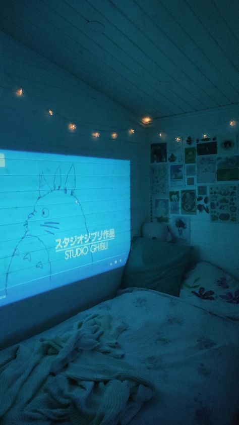 mini projector studio ghibli marathon Projector In Bedroom, Mini Projector, Room Redesign, Room Design Bedroom, Dream Room Inspiration, Blue Rooms, Room Makeover Bedroom, Room Makeover Inspiration, Cute Room Decor