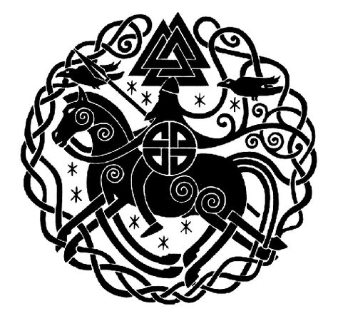 Knotwork, Valknut, Odin, Sleipnir. Norse Design, Art Viking, Symbole Viking, Norse Myth, Norse Symbols, Norse Tattoo, Nordic Tattoo, Viking Designs, Mythology Tattoos