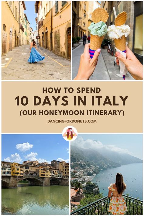 Florence Honeymoon, Italy Honeymoon Itinerary, Honeymoon In Italy, Us Honeymoon Destinations, Honeymoon Itinerary, 10 Days In Italy, Amalfi Coast Itinerary, Italy Trip Planning, Greece Honeymoon