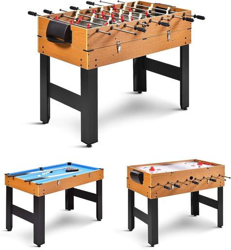 GYMAX 3 in 1 Game Table, 48 in Multi Game Table with Foosball Hockey & Billiards, Competition Sized Combo Game Table for Home, Game Room, Bar, Party, Club Pool Table Dimensions, Billard Table, Man Cave Essentials, Hinged Table, Multi Game Table, Home Game Room, Foosball Tables, Game Room Bar, Foosball Table