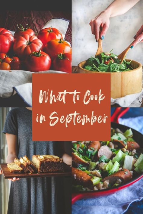 What to cook in September, seasonal September recipes and ideas for breakfast, lunch, dinner, dessert and snacks. September Seasonal Food, September Vegan Recipes, September Food Recipes, Autumn Seasonal Food, September Dinner Party Ideas, What To Cook In September, September Crockpot Meals, Easy September Recipes, Recipes For September