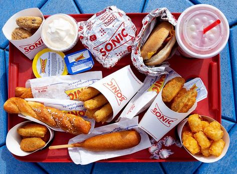 America's Largest Drive-In Restaurant Just Added an Epic New Cheeseburger to Its Menu Sonic Fast Food, Sonic Menu, Freakshakes Recipe, Sonic Drive In, Happy Hour Menu, Classic Grilled Cheese, America Food, Mozzarella Sticks, Retro Recipes