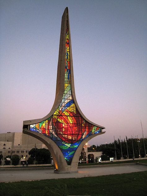 The symbol of Damascus Sword in the Umayyad Square, middle of Damascus by Blake Brunner, via Flickr Syria Before And After, Syria Pictures, Damascus Syria, Western Asia, Stained Glass Art, Public Art, Syria, Stained Glass Windows, Places Around The World