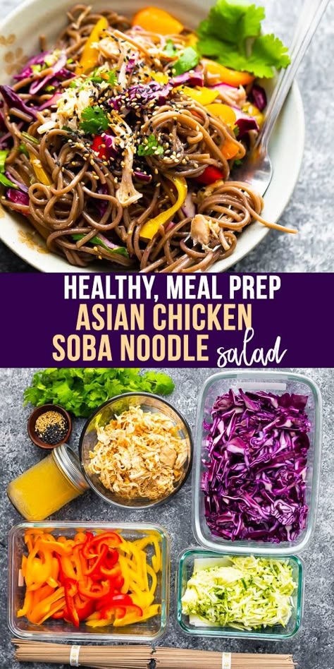 You're going to love this Asian chicken soba noodle salad recipe with a tangy sesame vinaigrette and a whole rainbow of fresh veggies for a tasty lunch or dinner. Fresh, crunchy and easy to customize with your favorite salad add ins. #sweetpeasandsaffron #mealprep #coldsalad #healthylunch #asianchickensalad #sobanoodles Pear Chicken, Recipes Couscous, Sesame Vinaigrette, Recipes Tuna, Recipes Corn, Greek Chicken Pasta, Recipes With Cool Whip, Recipes Spinach, Pasta Shrimp