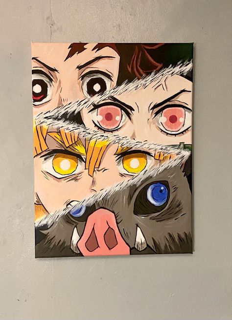 Demon Slayer Canvas Painting, Nezuko Painting, Anime Paintings Canvases, Demon Slayer Painting, Demon Slayer Canvas, Anime Canvas Painting, Marvel Wall Art, Painting Canvases, Anime Canvas Art