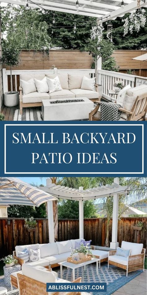 Looking for small backyard patio ideas? Discover a world of possibilities with these creative designs, perfect for transforming even the tiniest outdoor spaces into charming retreats. From intimate dining areas to cozy lounge spots, your backyard can be the perfect spot to unwind and enjoy the outdoors. #smallbackyarddesign #patiodecor #smallbackyard 16x16 Patio Ideas, Lounge Patio Ideas, Small Townhouse Backyard Ideas Patio, Modern Patio Design Ideas, Extended Patio Ideas Backyards, Uncovered Patio Ideas, Small Patio Layout, Backyard Dining Ideas, Backyard Patio Designs Layout