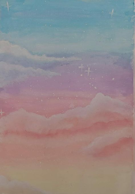 Pastel colours Pastel Clouds Background, Rainbow Clouds Painting, Cyclone Aesthetic, Pastel Rainbow Bedroom, Pastel Rainbow Aesthetic, Fun Paintings, Room Murals, Clouds Painting, Rainbow Bedroom