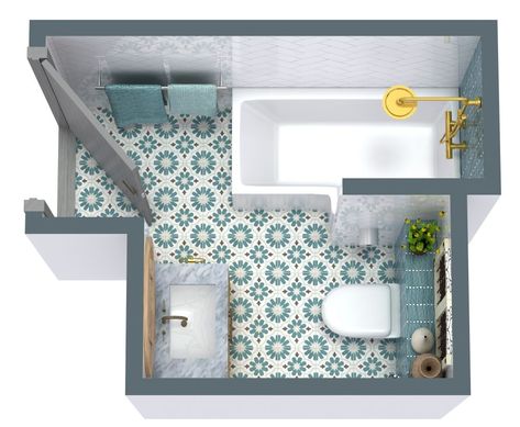 Compact Bathroom With L-shaped Right Hand Shower Bath L Shape Bathroom Layout, L Shaped Bathroom Layout, L Shape Bathroom, Bathroom With Bath, Craftsman Style Bathroom, Small Bathroom Floor Plans, L Shaped Bathroom, Bathroom Floor Plan, Bedroom Color Combination