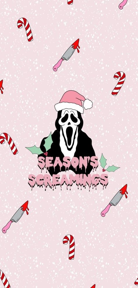 Here's a festive Scream wallpaper for you to use! Enjoy x Ghostface Christmas, Ghostface Wallpaper Aesthetic, Scream Christmas, Christmas Phone Backgrounds, Christmas Wallpaper Iphone Cute, Scream Ghostface, Nightmare Before Christmas Wallpaper, Halloween Wallpaper Iphone Backgrounds, Scary Christmas