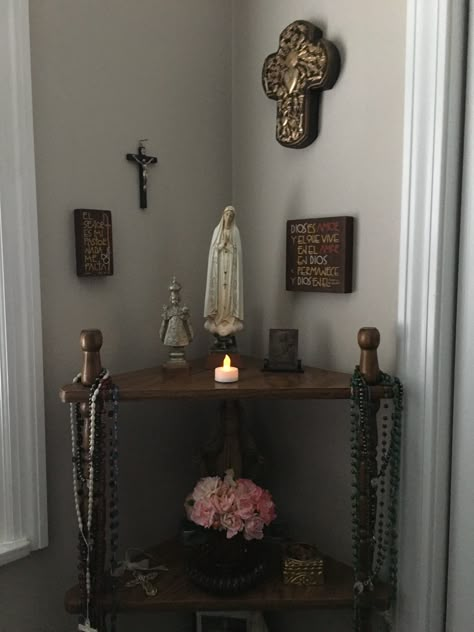 Catholic Prayer Corner, Altar Catholic, Home Altar Catholic, Catholic Altar, Catholic Decor, Prayer Corner, Home Altar, Prayer Room, God Loves You