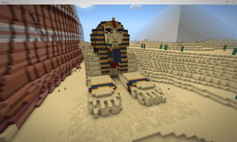 Sphinx Minecraft Sphinx Statue, Desert Village, Minecraft Inspiration, Minecraft City, Minecraft House, Minecraft Blueprints, Ideas Minecraft, Minecraft Architecture, Minecraft Builds