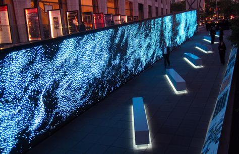 IBM Think Exhibit - Data Wall by Chris Ballard, via Behance Interactive Architecture, Data Wall, Interactive Walls, Night Walk, Sand Table, Interactive Installation, Projection Mapping, Media Wall, Video Wall