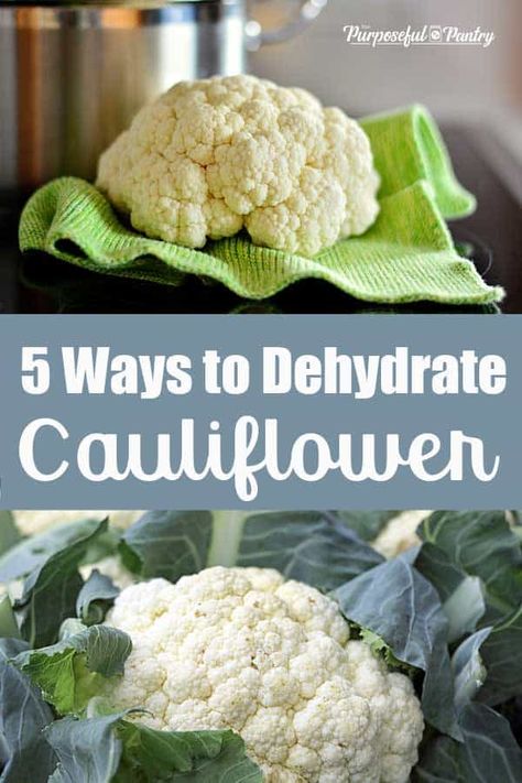 Learn to dehydrate cauliflower to add it to your food storage as well as make it more accessible for low-carb and Keto friendly meals. Fill your pantry with ready-dried cauliflower to make gratin, add to soups, and more Keto Diet meals. #cauliflower #dehydratingtips #ketoideas #lowcarb Preserving Cauliflower, Dehydrating Cauliflower, Dehydrated Cauliflower, Purposeful Pantry, Dehydrating Vegetables, Keto Friendly Meals, Dehydrator Recipes Fruit, Dehydrated Recipes, Dehydrating Recipes